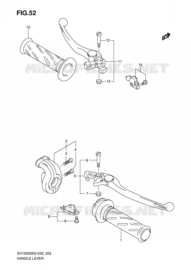 LEVERS - HANDGRIPS (SV1000S/S1/S2) Suzuki MOTO 1000 SV 2007  SV1000U2K7(E2)