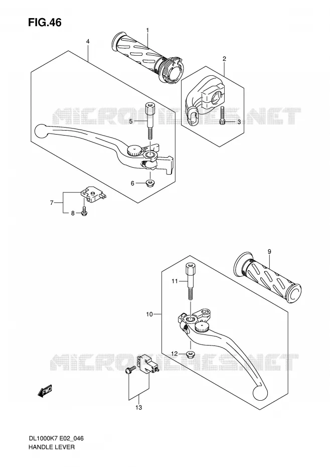 LEVERS - HANDGRIPS Suzuki MOTO 1000 V-STROM 2008  DL1000K8(E2)