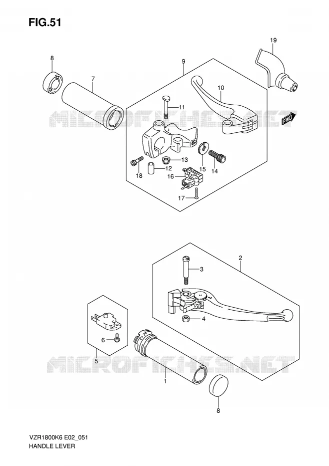 LEVERS - HANDGRIPS Suzuki MOTO 1800 INTRUDER 2007  VZR1800ZK7(E2)