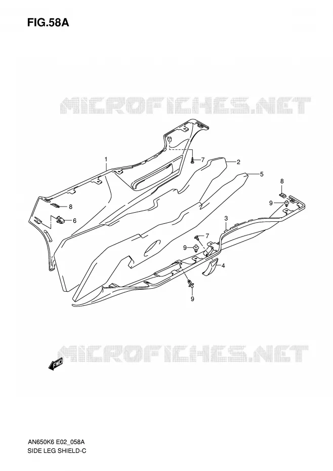 LOWER FAIRING (MODEL K7) Suzuki SCOOTER 650 BURGMAN 2009  AN650K9(E2)
