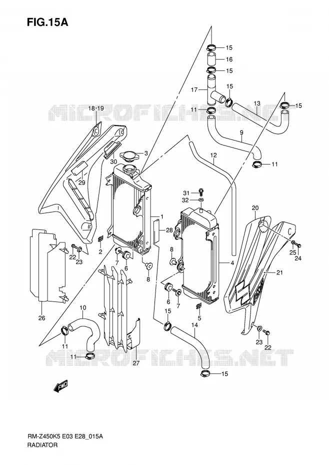 RADIATOR (MODEL K6) Suzuki MOTO 450 RM-Z 2006  RM-Z450K6(E3/E28)