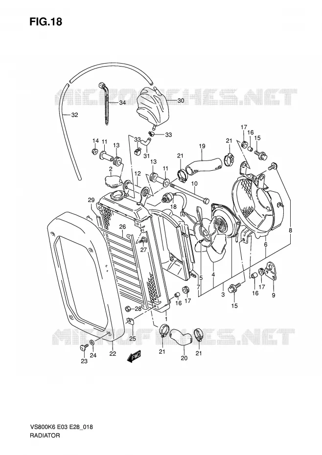 RADIATOR Suzuki MOTO 800 INTRUDER 2007  VS800K7(E3/E28)