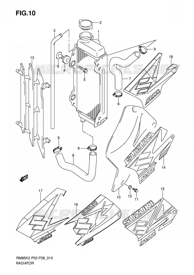 RADIATOR Suzuki MOTO 85 RM 2004  RM85LK4(P3/P28)