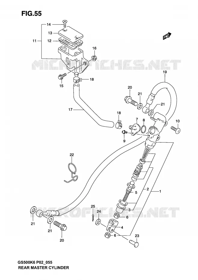 REAR BRAKE MASTER CYLINDER (MODEL K3) Suzuki MOTO 500 GS-F 2005  GS500FK5(P19)