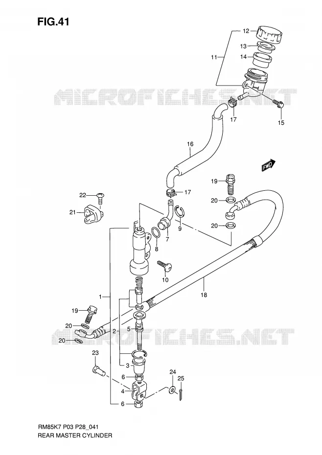 REAR BRAKE MASTER CYLINDER Suzuki MOTO 85 RM 2007  RM85K7(P3/P28)