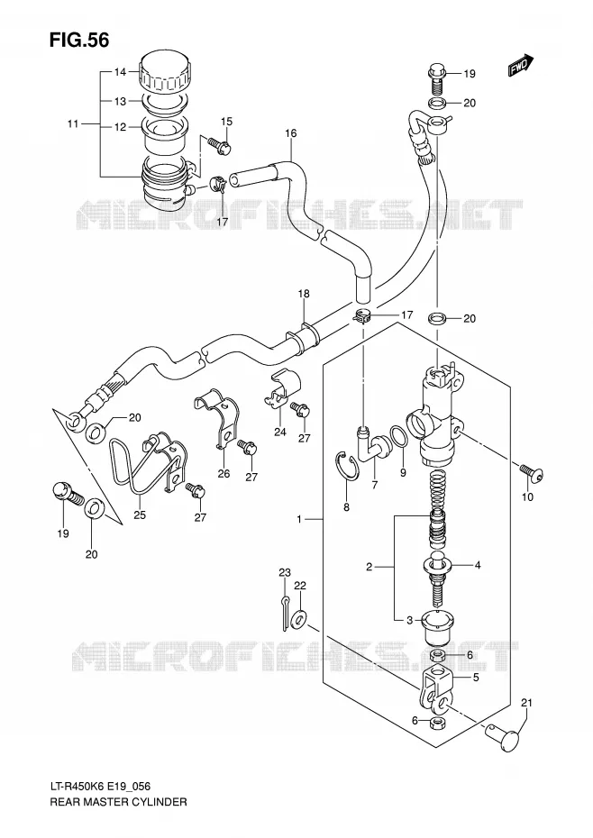 REAR BRAKE MASTER CYLINDER Suzuki QUAD 450 QUADRACER 2010  LT-R450L0(E19)