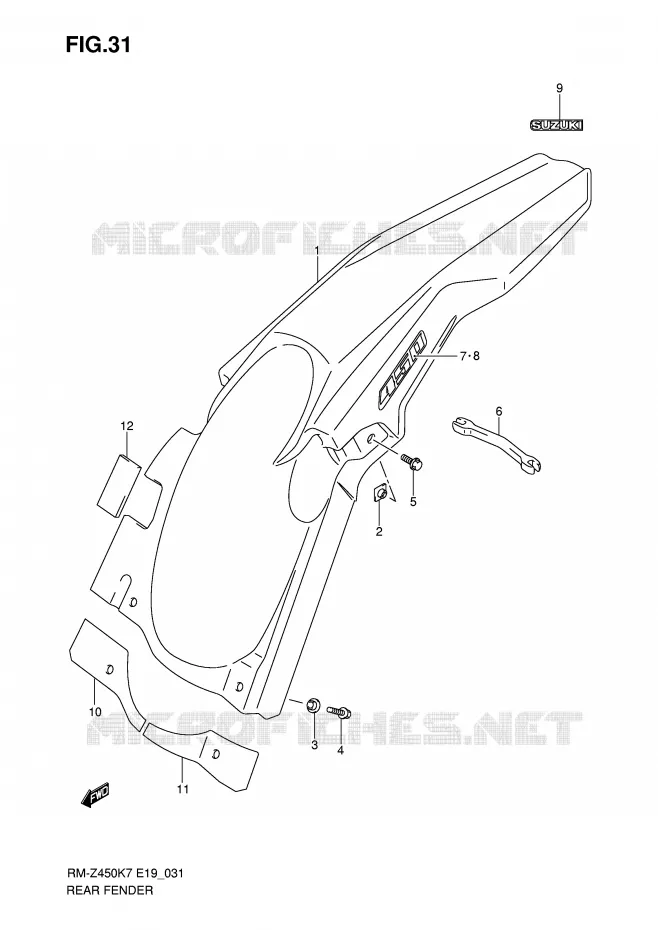 REAR FENDER Suzuki MOTO 450 RM-Z 2007  RM-Z450K7(E19)