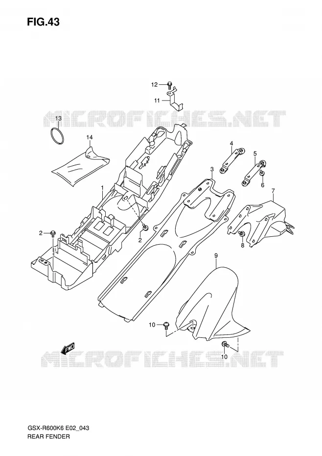 REAR FENDER Suzuki MOTO 600 GSX-R 2006  GSX-R600K6(E2)