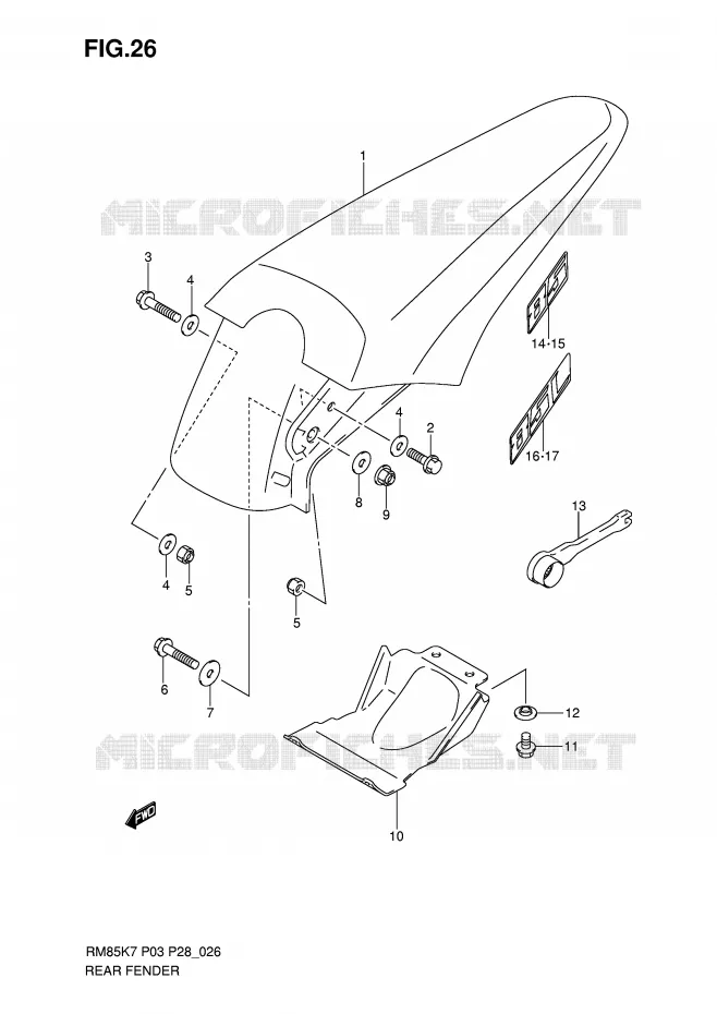 REAR FENDER Suzuki MOTO 85 RM 2009  RM85LK9(P3/P28)