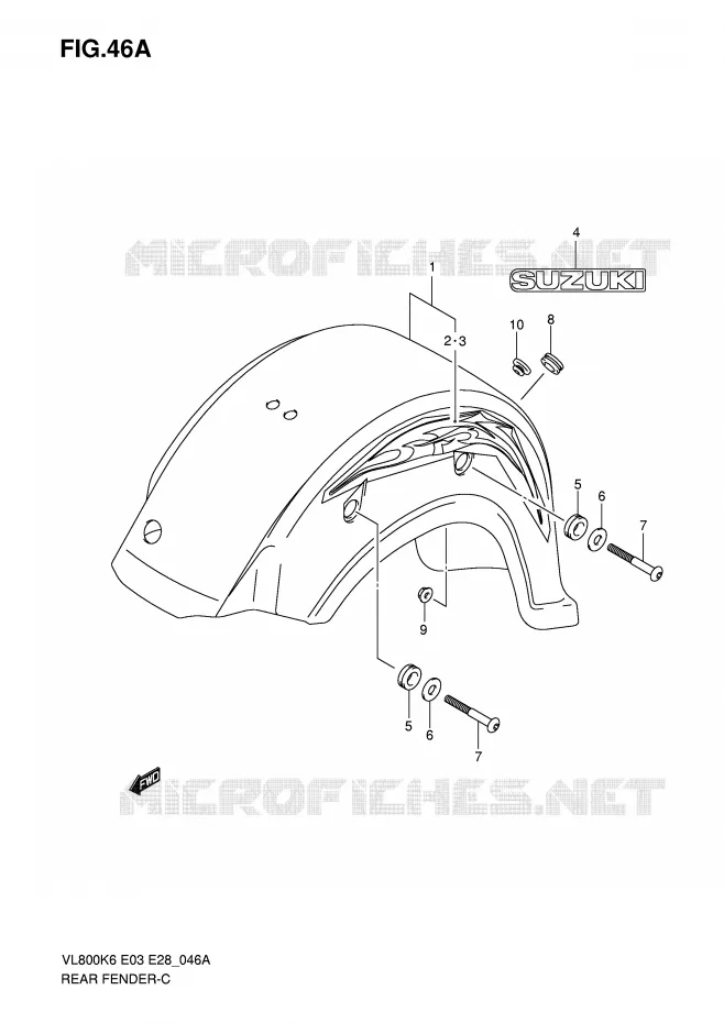 REAR FENDER (VL800CK7) Suzuki MOTO 800 VOLUSIA 2007  VL800CK7(E3/E28)