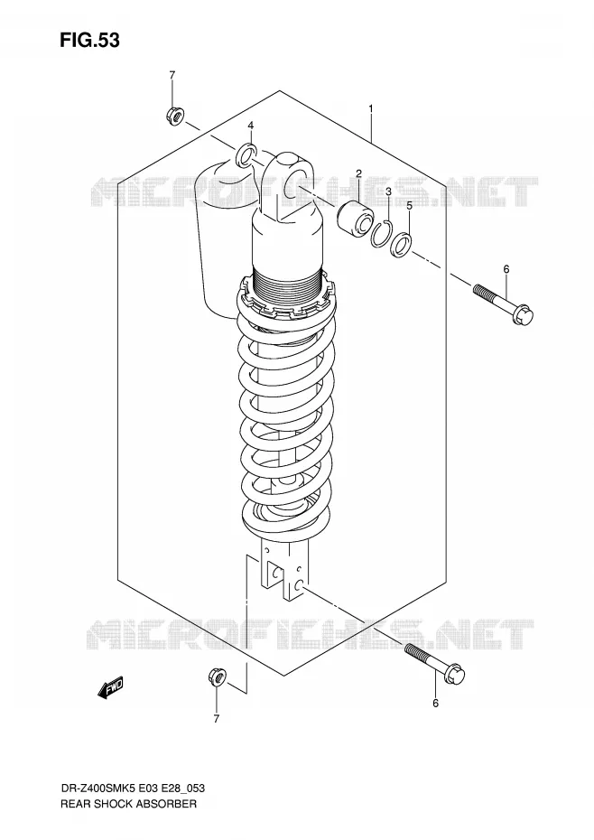 REAR SHOCK ABSORBER Suzuki MOTO 400 DR-Z 2007  DR-Z400SMK7(E3/E28)