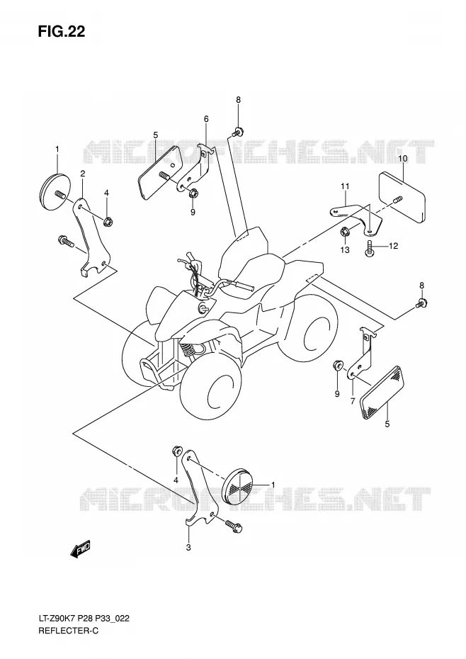 REFLECTOR (P28) Suzuki QUAD 90 QUADSPORT 2009  LT-Z90K9(P28/P33)