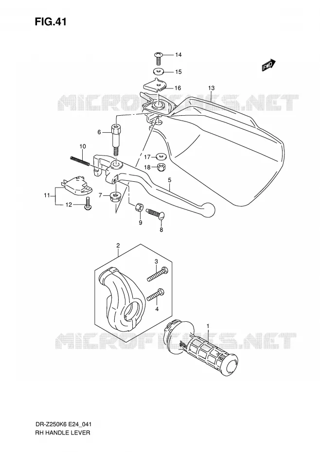 RH HANDLE LEVER Suzuki MOTO 400 DR-Z 2009  DR-Z250K9(E24)