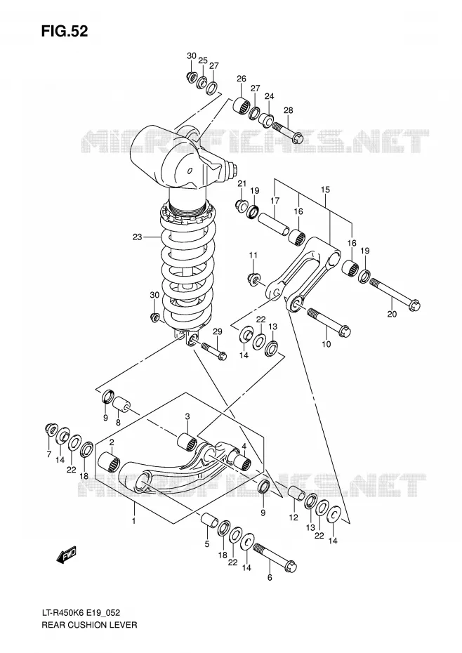 SHOCK ABSORBER LINKAGE (MODEL K6/K7) Suzuki QUAD 450 QUADRACER 2010  LT-R450L0(E19)