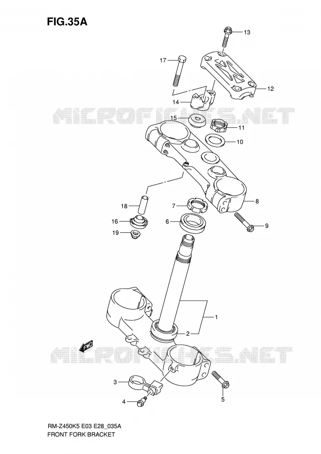 STEERING COLUMN (MODEL K7) Suzuki MOTO 450 RM-Z 2007  RM-Z450K7(E3/E28)