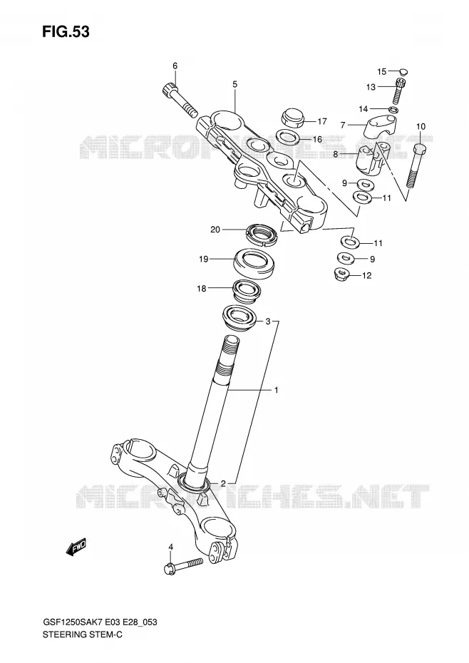 STEERING COLUMN Suzuki MOTO 1250 BANDIT-S 2007  GSF1250SAK7(E3/E28)