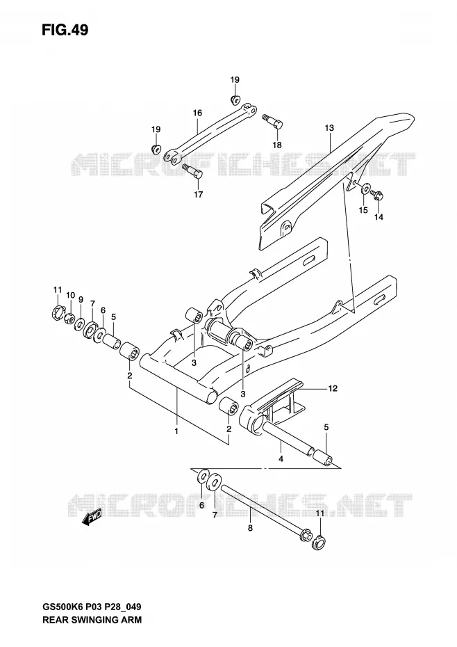 SWINGARM (MODEL K3) Suzuki MOTO 500 GS-E 2006  GS500K6(P3)