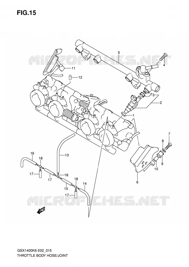 THROTTLE BODY HOSE/JOINT Suzuki MOTO 1400 GSX 2007  GSX1400ZK7(E2)