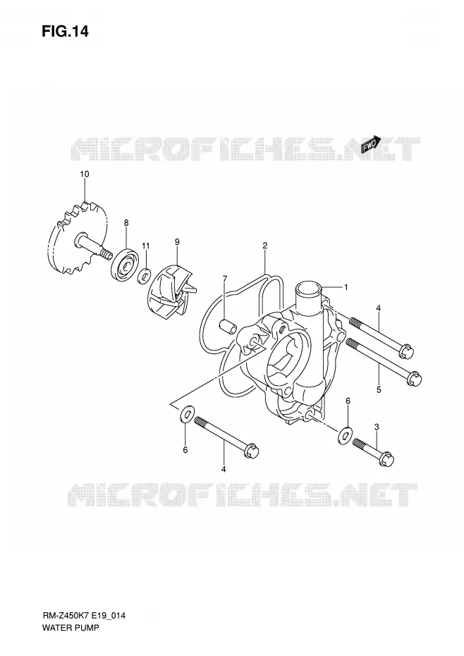 WATER PUMP Suzuki MOTO 450 RM-Z 2007  RM-Z450K7(E19)