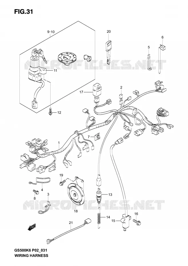 WIRING HARNESS (MODEL K3) Suzuki MOTO 500 GS-F 2006  GS500FK6(P19)