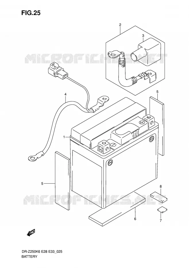 BATTERY Suzuki MOTO 250 DR-Z 2007  DR-Z250K7(E28/E33)