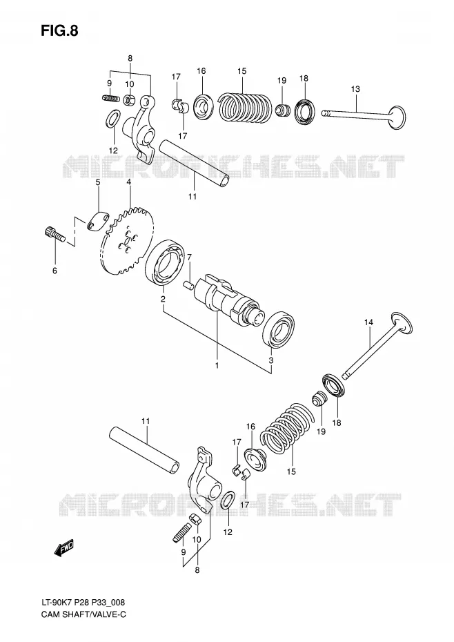 CAMSHAFT/VALVE Suzuki QUAD 90 QUADSPORT 2007  LT-Z90K7(P28/P33)