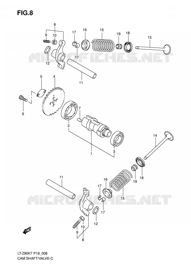 CAMSHAFT/VALVE Suzuki QUAD 90 QUADSPORT 2009  LT-Z90K9(P19)
