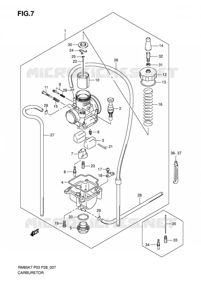 CARBURETOR Suzuki MOTO 85 RM 2007  RM85K7(P3/P28)