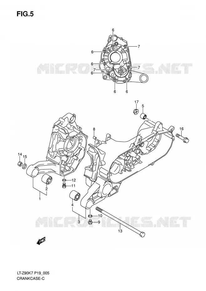CRANKCASE Suzuki QUAD 90 QUADSPORT 2009  LT-Z90K9(P19)