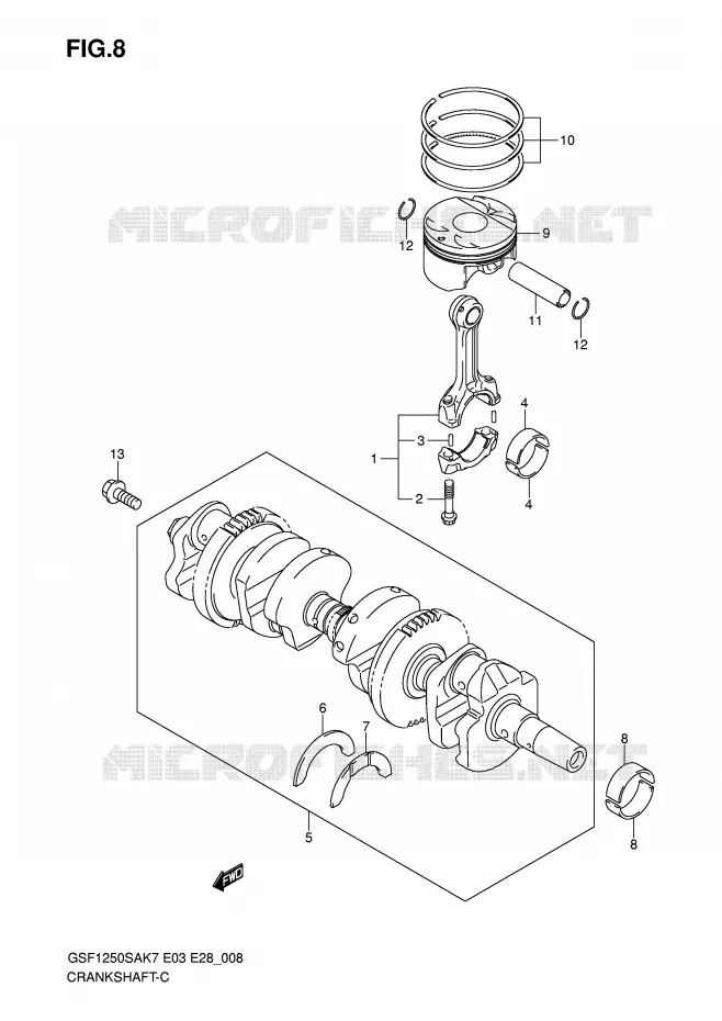 CRANKSHAFT Suzuki MOTO 1250 BANDIT-S 2009  GSF1250SK9(E3/E28)