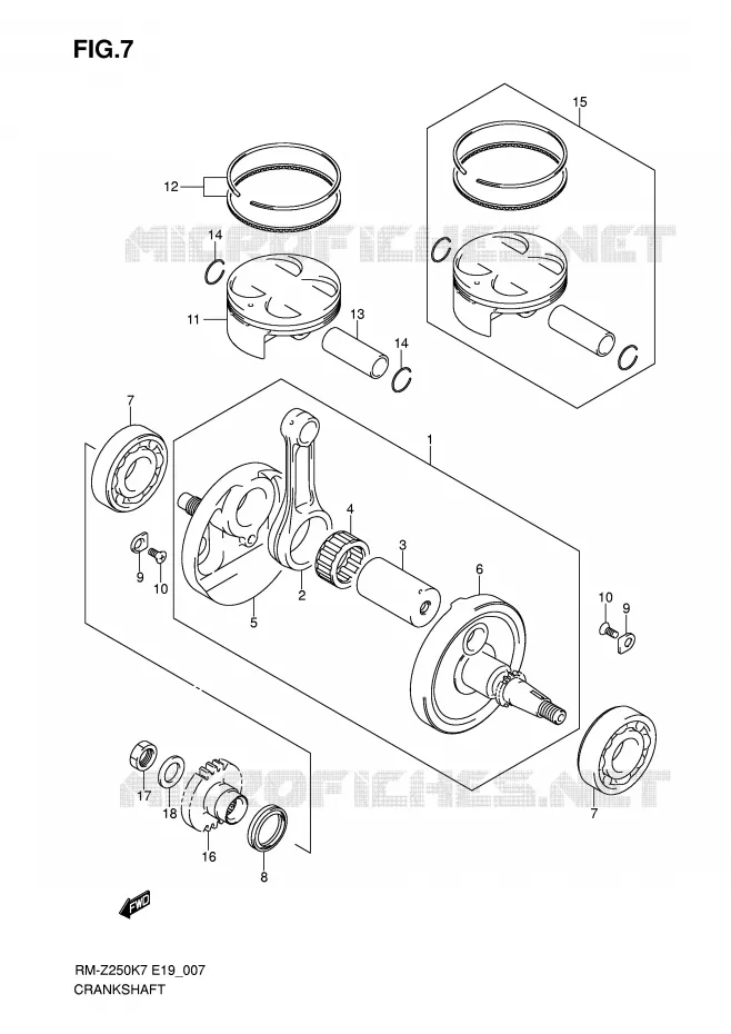 CRANKSHAFT Suzuki MOTO 250 RM-Z 2007  RM-Z250K7(E19)
