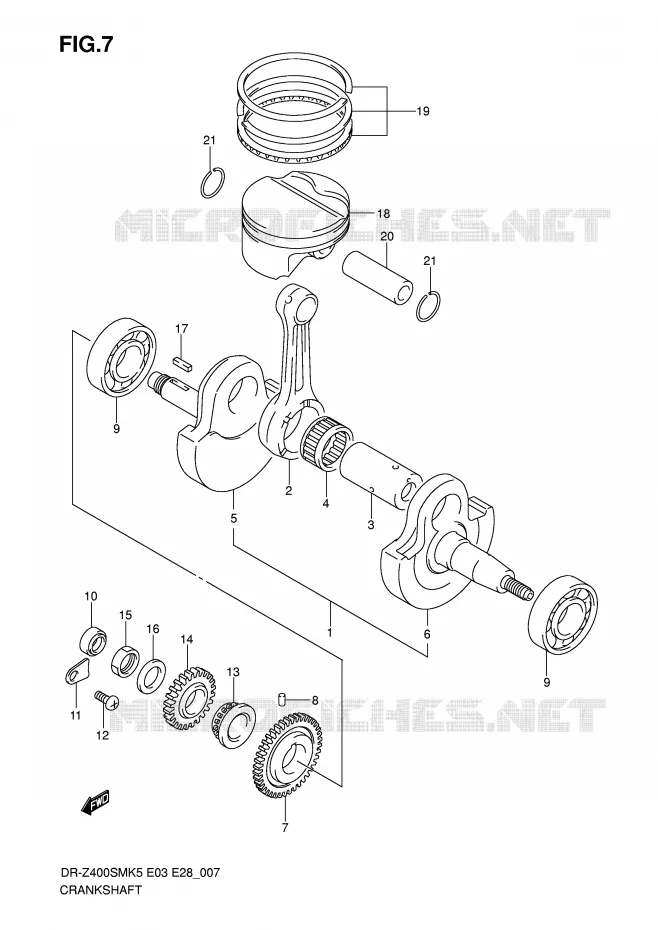 CRANKSHAFT Suzuki MOTO 400 DR-Z 2007  DR-Z400SMK7(E3/E28)