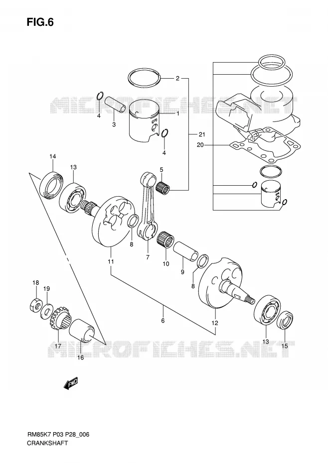 CRANKSHAFT Suzuki MOTO 85 RM 2010  RM85L0(P3/P28)