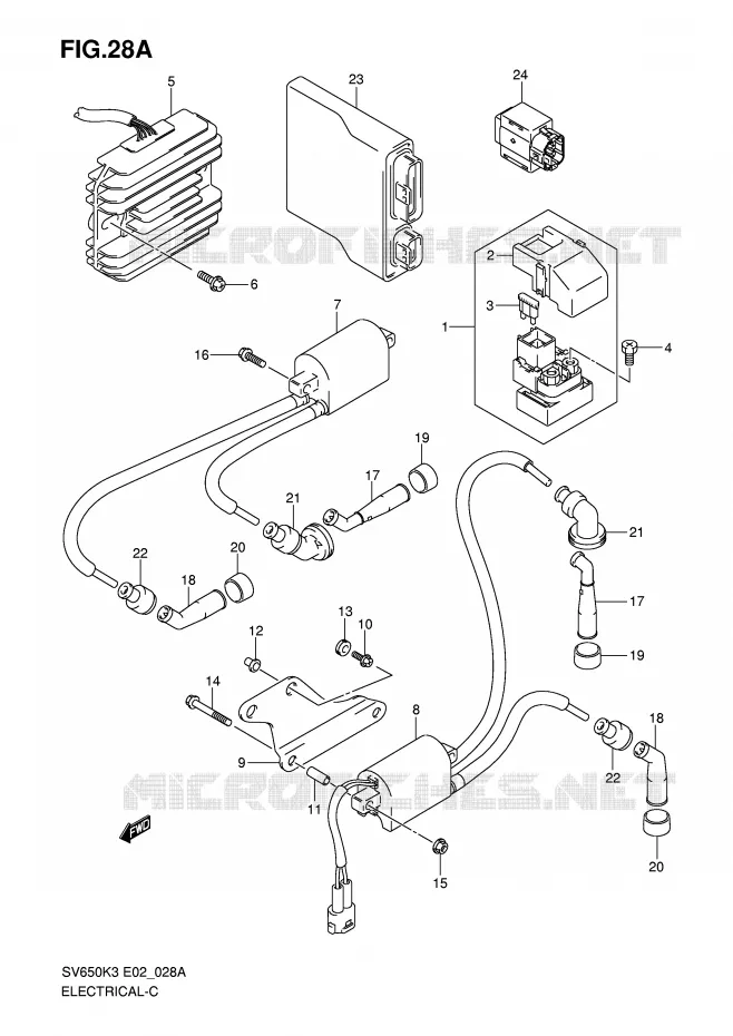 ELECTRICAL (MODEL K7) Suzuki MOTO 650 SV 2004  SV650UK4(E2)