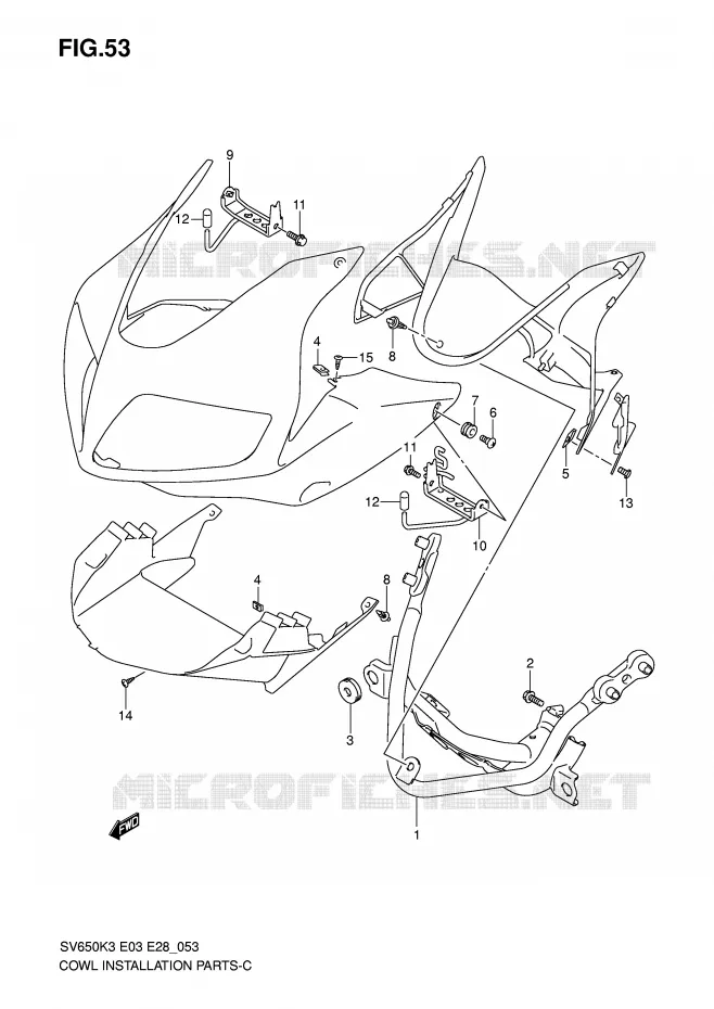 FAIRING INSTALLATION PARTS (WITH COWLING) Suzuki MOTO 650 SV-S 2004  SV650K4/SK4(E3/E28)