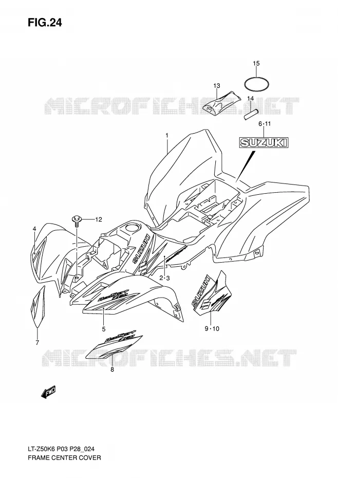 FAIRING (MODEL K6/K7) Suzuki QUAD 50 QUADSPORT 2007  LT-Z50K7(P3/P28)
