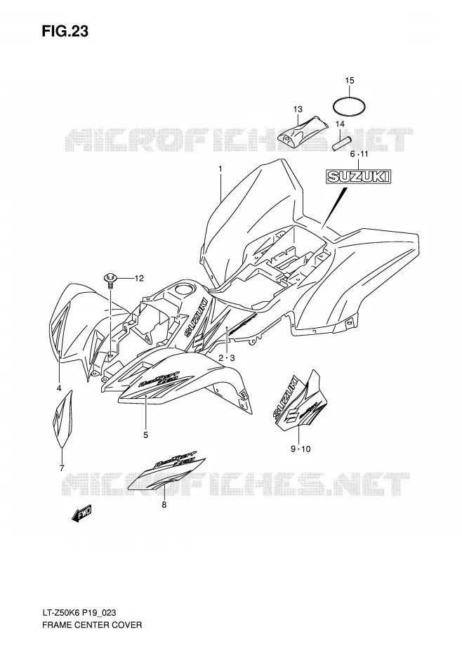 FAIRING (MODEL K6/K7) Suzuki QUAD 50 QUADSPORT 2013  LT-Z50L0(P19)