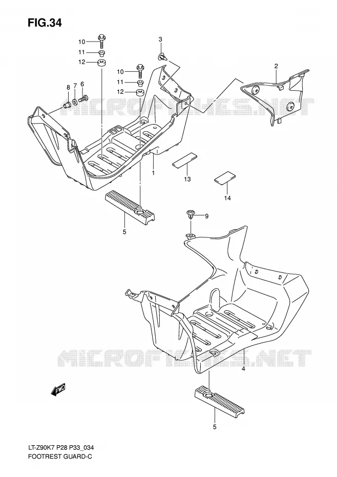 FOOTREST - MUDGUARD Suzuki QUAD 90 QUADSPORT 2009  LT-Z90K9(P28/P33)