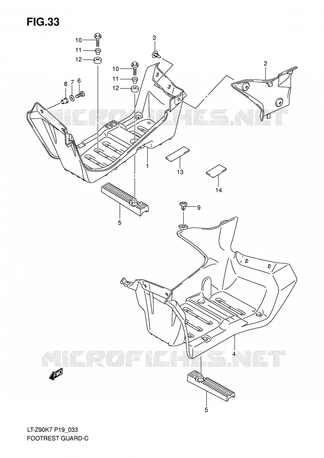 FOOTREST - MUDGUARD Suzuki QUAD 90 QUADSPORT 2010  LT-Z90L0(P19)