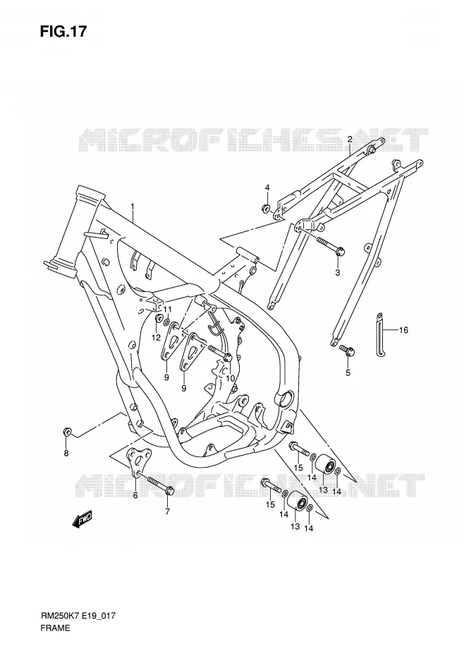 FRAME Suzuki MOTO 250 RM 2008  RM250K8(E19)