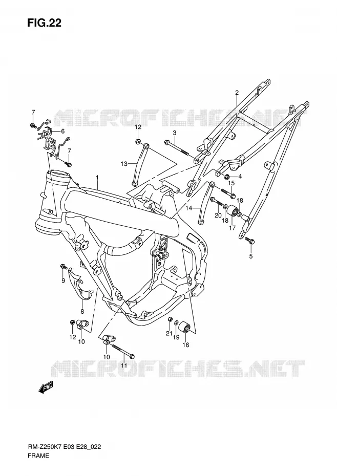 FRAME Suzuki MOTO 250 RM-Z 2007  RM-Z250K7(E3/E28)