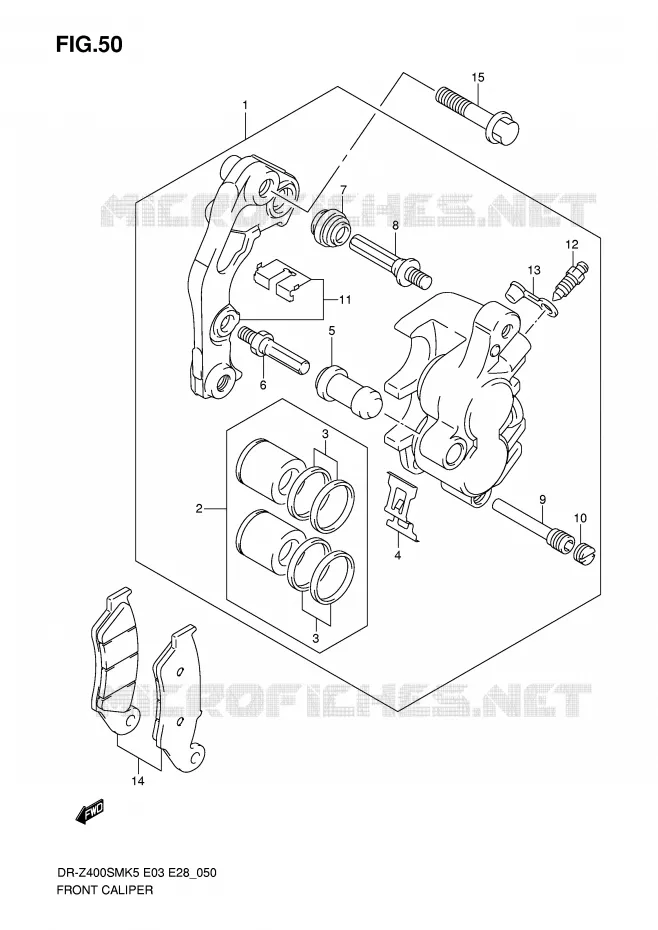 FRONT CALIPER Suzuki MOTO 400 DR-Z 2009  DR-Z400SMK9(E3/E28)