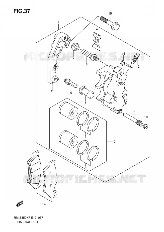 FRONT CALIPER Suzuki MOTO 450 RM-Z 2007  RM-Z450K7(E19)