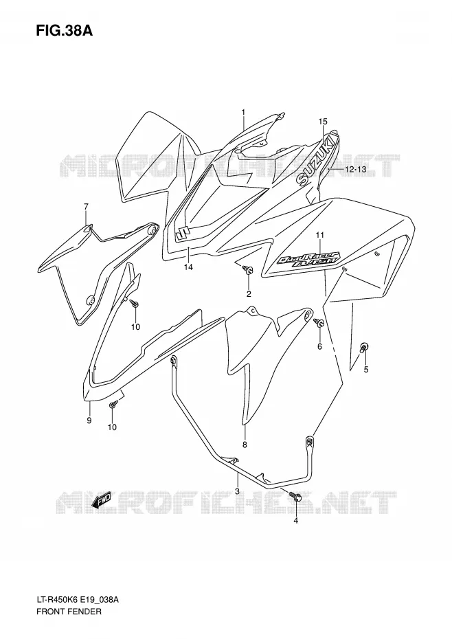 FRONT FENDER (MODEL K7) Suzuki QUAD 450 QUADRACER 2007  LT-R450K7(E19)