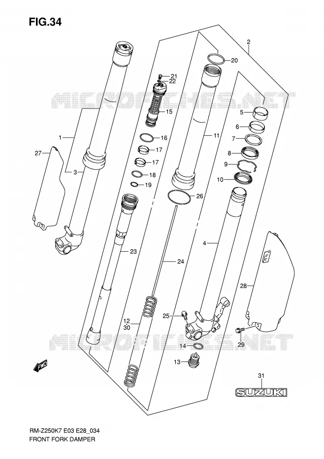 FRONT FORK (MODEL K7) Suzuki MOTO 250 RM-Z 2007  RM-Z250K7(E3/E28)