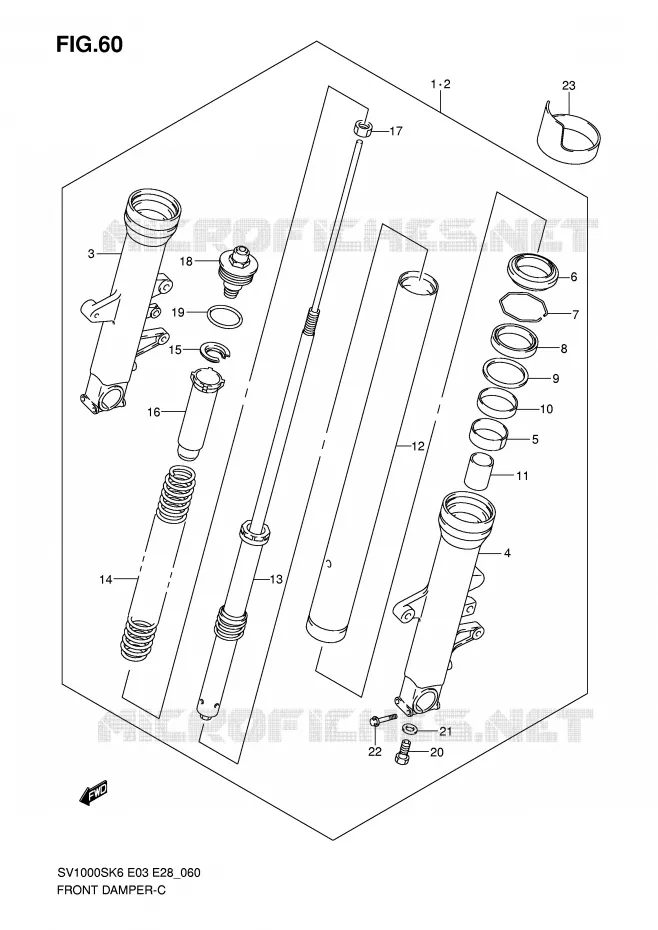 FRONT FORK Suzuki MOTO 1000 SV 2007  SV1000SK7(E3/E28)