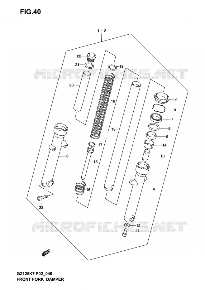 FRONT FORK Suzuki MOTO 125 MARAUDER 2006  GZ125K6(P02)