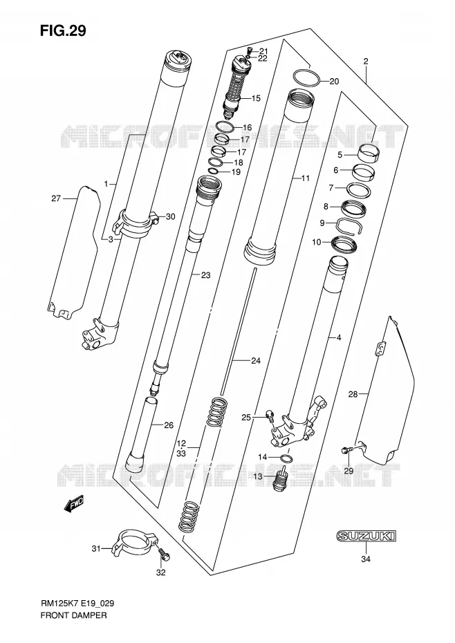 FRONT FORK Suzuki MOTO 125 RM 2007  RM125K7(E19)