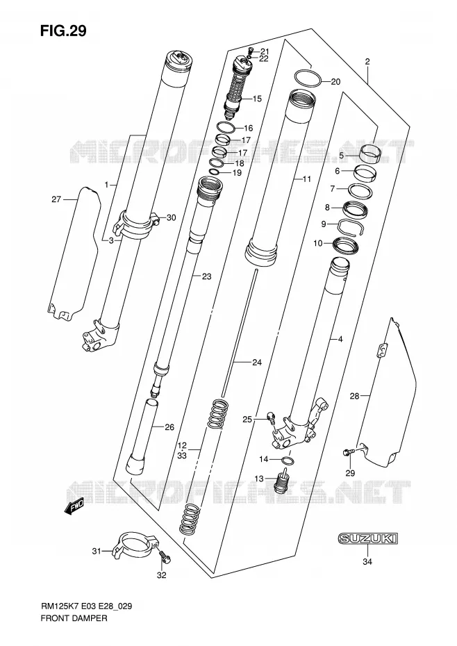 FRONT FORK Suzuki MOTO 125 RM 2007  RM125K7(E3/E28)