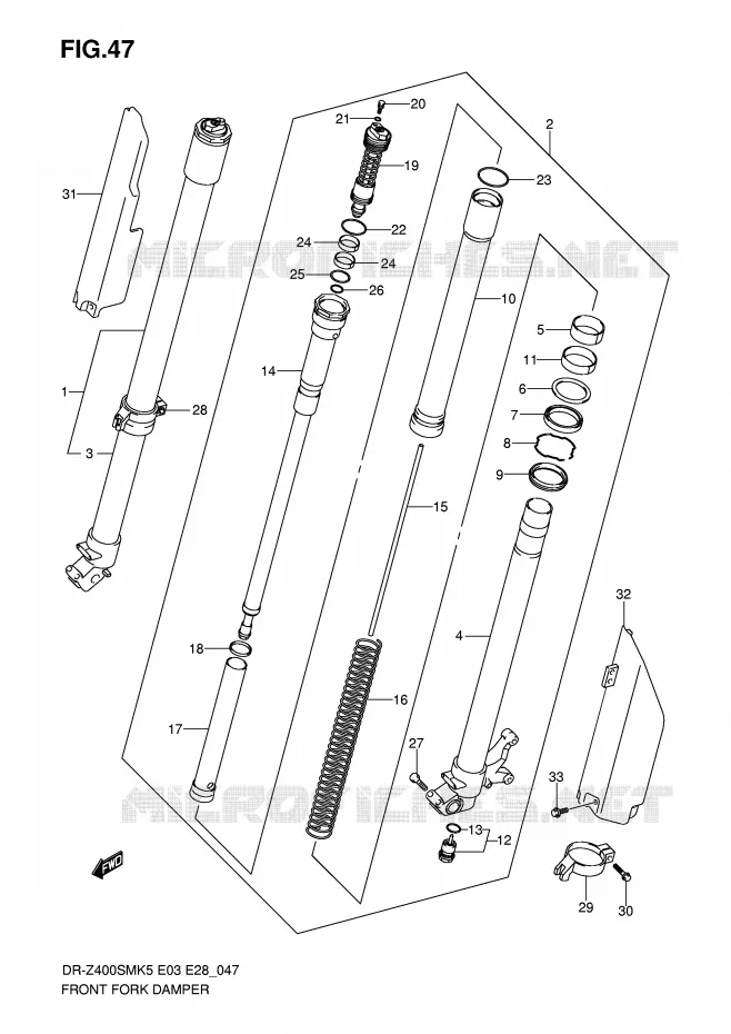 FRONT FORK Suzuki MOTO 400 DR-Z 2007  DR-Z400SMK7(E3/E28)